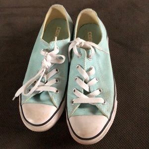 Mint green converse shoes